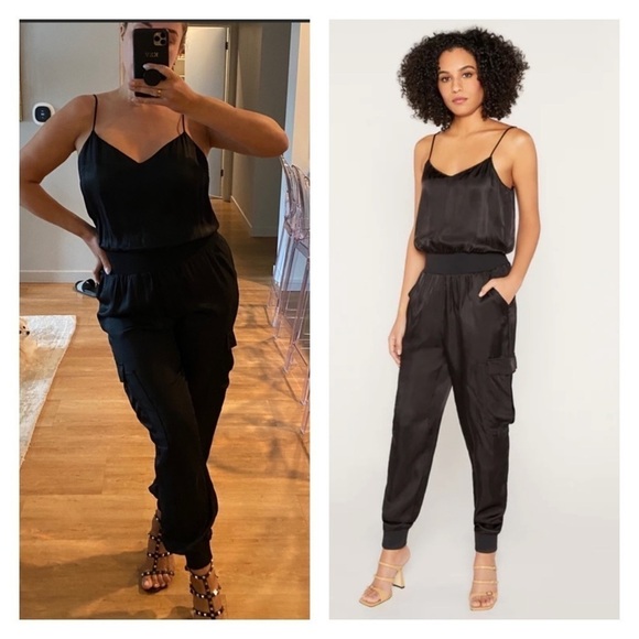 CINQ A SEPT Amia Twill Elastic Waist Jumpsuit Navy Blue Medium Cinq a Sept - Picture 1 of 7